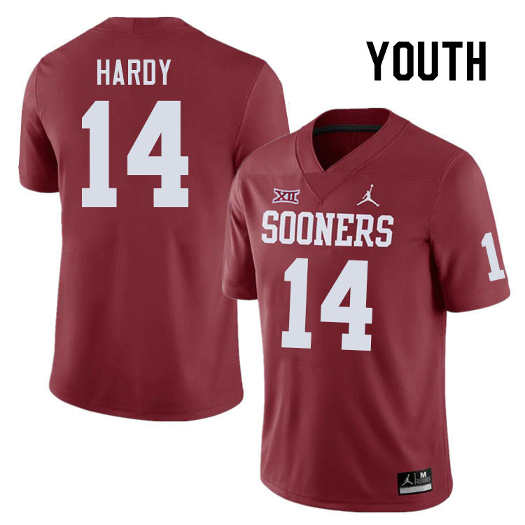 Youth #14 Jaydan Hardy Oklahoma Sooners College Football Jerseys Stitched-Crimson